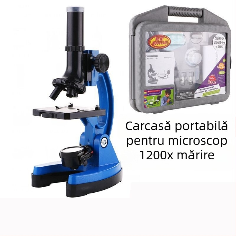 Microscop biologic pentru copii și elevi, corp metalic, iluminat, cu mărire mare