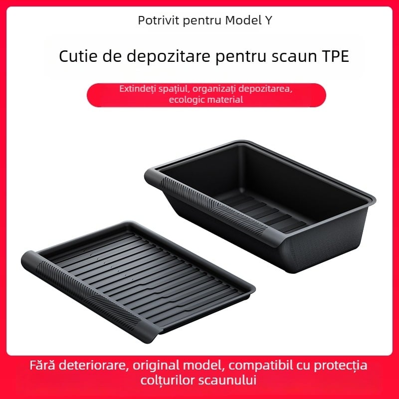 Tesla Model Y Cutie de depozitare sub scaun – ABS, impermeabilă, montaj pe scaun