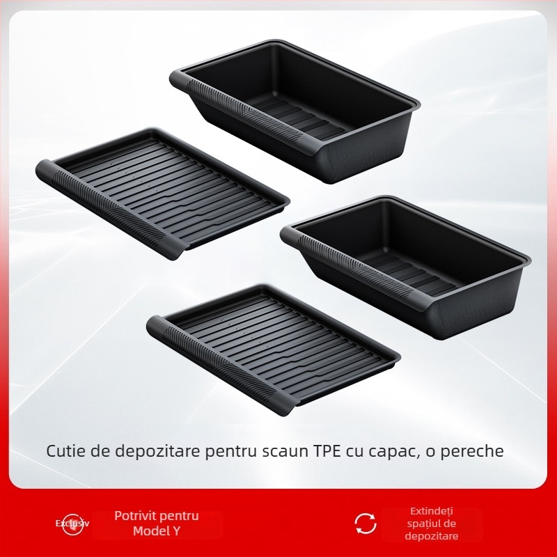Tesla Model Y Cutie de depozitare sub scaun – ABS, impermeabilă, montaj pe scaun