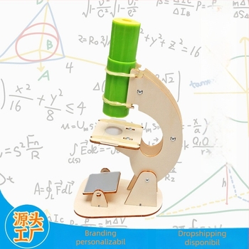 Kit de microscop din lemn pentru copii — ansamblu didactic de experimente științifice, instrument educațional, pentru copii între 7-14 ani