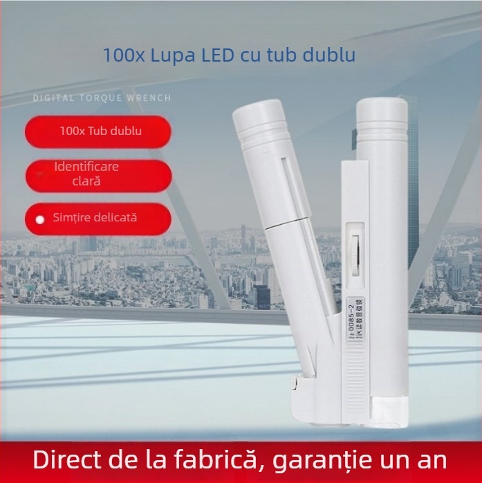 Microscop portabil cu LED, cu tuburi duble 100x, pentru identificarea bijuteriilor, porțelanului, antichităților, monedelor și timbrelor
