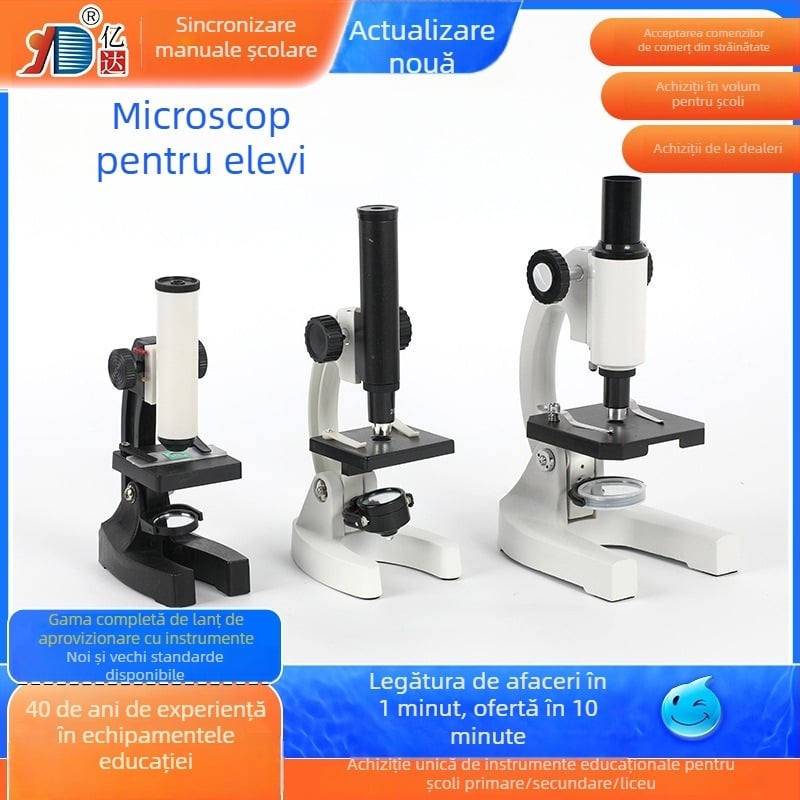 Microscop monocular educațional pentru știința școlară — microscop de laborator cu rezoluție înaltă pentru celule, bacterii și microorganisme