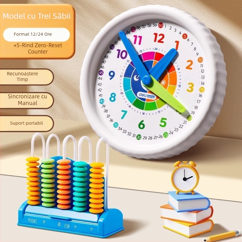 Deli ceas educațional din plastic pentru copii 4–6 ani — învățare cognitivă a timpului