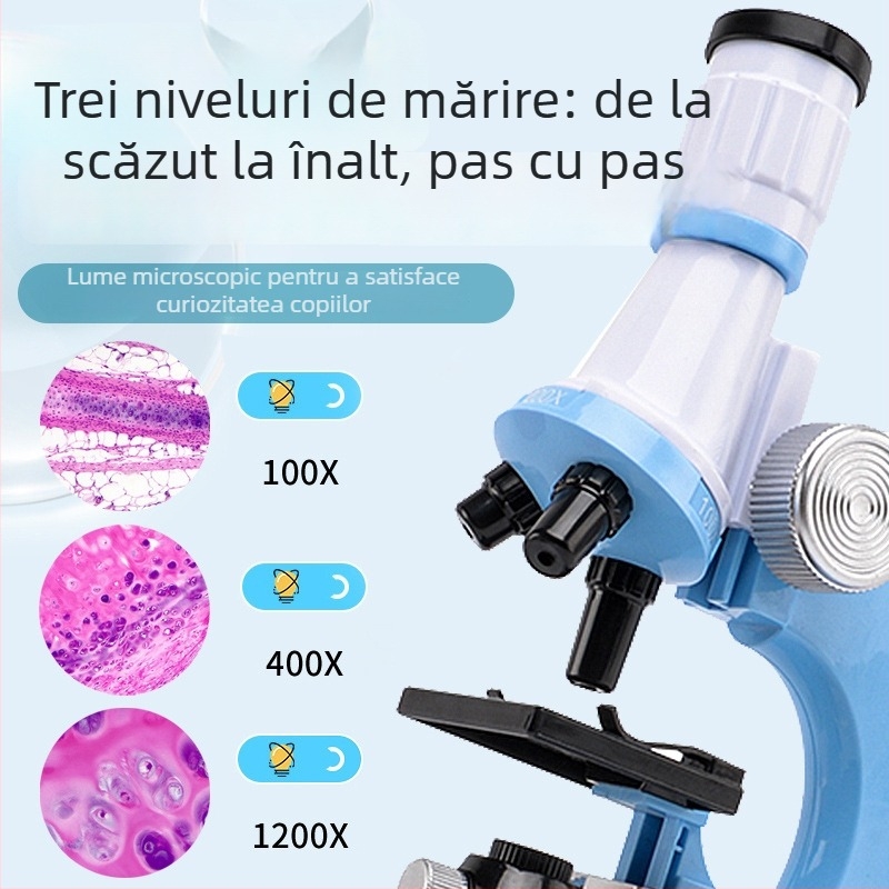 Microscop optic educațional, mărire 1200x, ocular 16x, obiectiv 10x, model 58