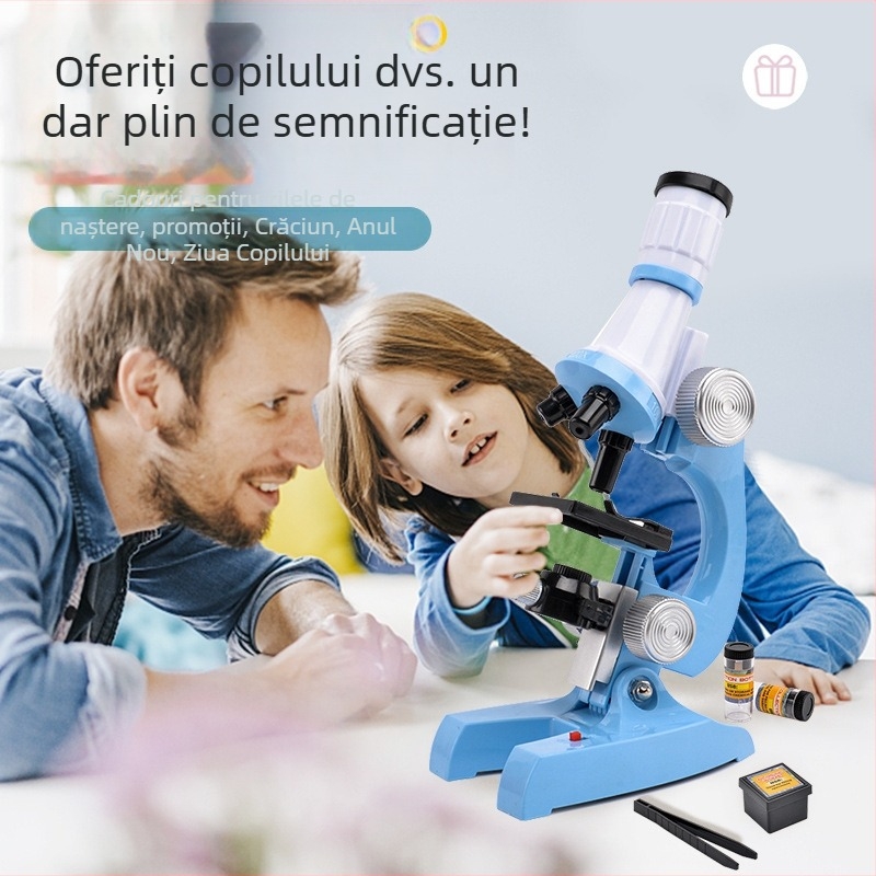 Microscop optic educațional, mărire 1200x, ocular 16x, obiectiv 10x, model 58