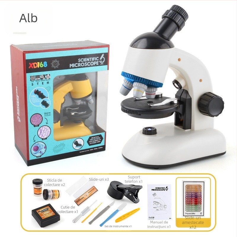 XD168-002 Microscop Portabil - DIY, Multifuncțional, Jucărie Educațională de Fizică Alimentată