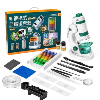 Microscop Portabil pentru Copii – Kit de Biologie pentru Educație, Set Cadou, Multifuncțional, DIY