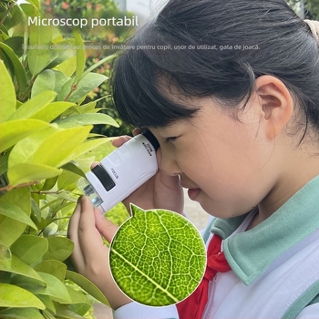 Kit educațional de experimente științifice cu microscop și telescop binoclu de înaltă putere; material plastic; vârsta 7–14 ani; marcă Learn from Yuma; origine: Guangdong, China.