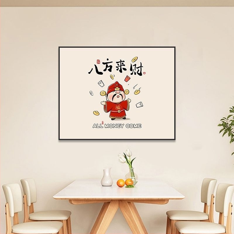 Tablou decorativ pentru cutia de contoare electrice - Modelul Zeul Bogăției, cu ramă, 1 panou, pânză Crystal Film, ramă PS