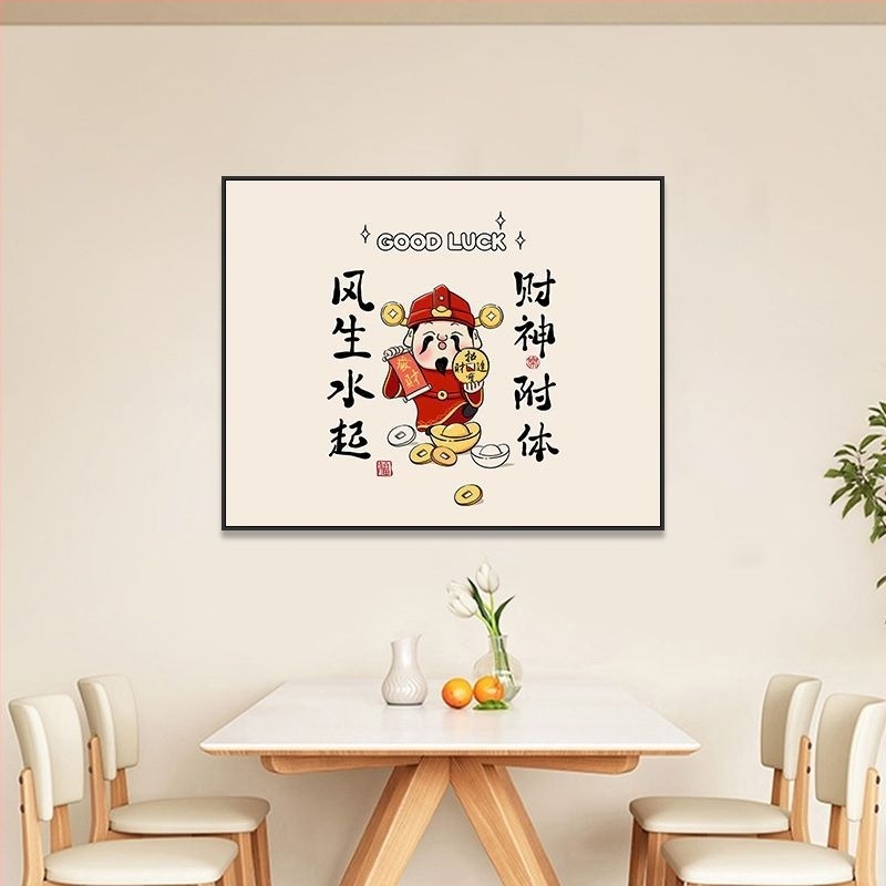 Tablou decorativ pentru cutia de contoare electrice - Modelul Zeul Bogăției, cu ramă, 1 panou, pânză Crystal Film, ramă PS