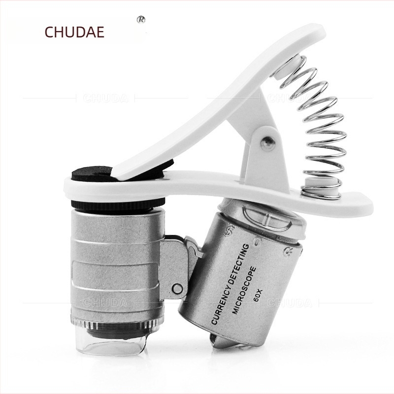 Chuda 9882W microscop clip-on pentru telefoane mobile, 60x mărire, ABS și lentile optice