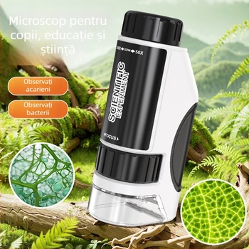 Microscop portabil pentru copii 50-300x, observație manuală pentru uz educațional