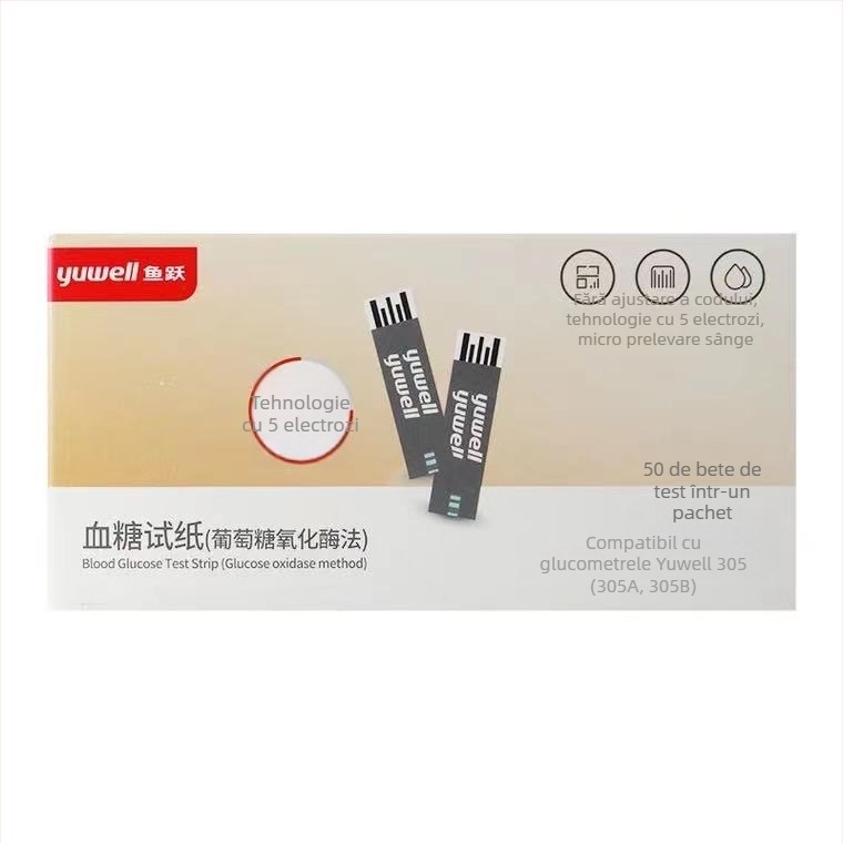 Glucometru cu benzi de test ambalate individual, pentru uz casnic, tester complet automat, cod de calibrare 306; Brand Leaping Fish