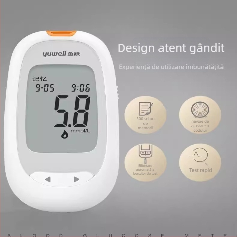 Glucometru cu benzi de test ambalate individual, pentru uz casnic, tester complet automat, cod de calibrare 306; Brand Leaping Fish