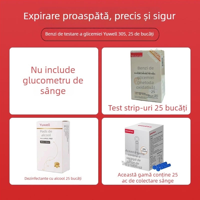 Glucometru cu benzi de test ambalate individual, pentru uz casnic, tester complet automat, cod de calibrare 306; Brand Leaping Fish