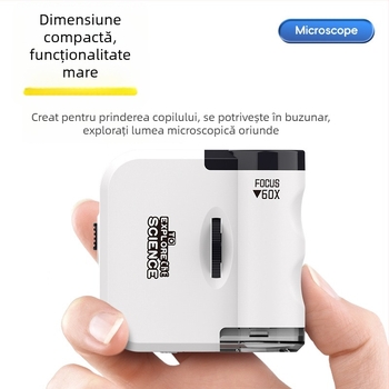 Mini microscop breloc, jucărie educativă electrică Biologie/Chimie, material ABS, set de 192 bucăți, pentru 7–14 ani