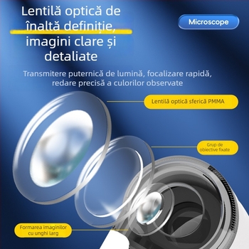 Mini microscop breloc, jucărie educativă electrică Biologie/Chimie, material ABS, set de 192 bucăți, pentru 7–14 ani