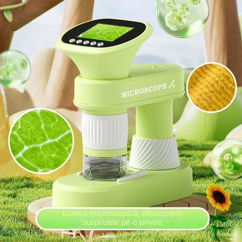 Microscop optic electronic pentru copii, portabil, de mână, pentru experimente științifice, nivel profesional, imagine de înaltă definiție, pentru observarea bacteriilor