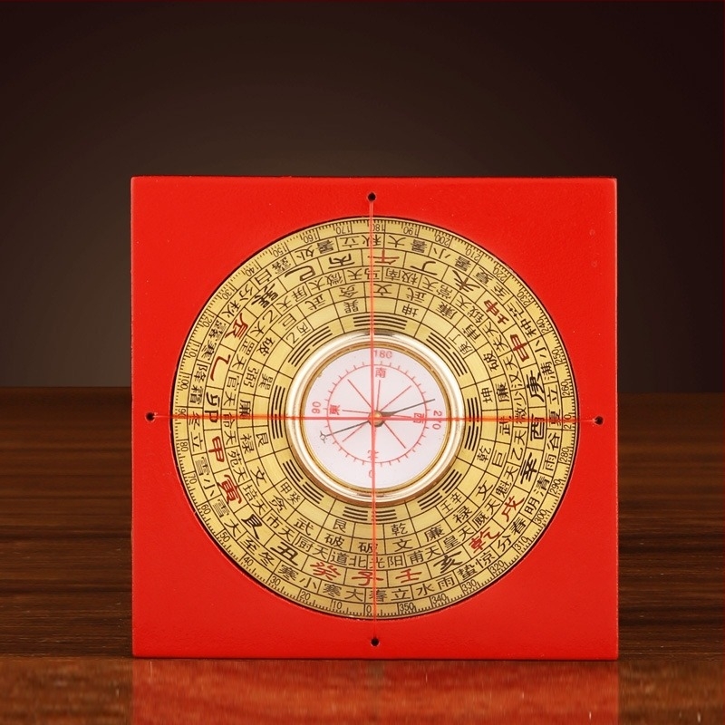 Disc de compas din cupru, stil chinezesc, sculptură cu Bagua, precizie înaltă