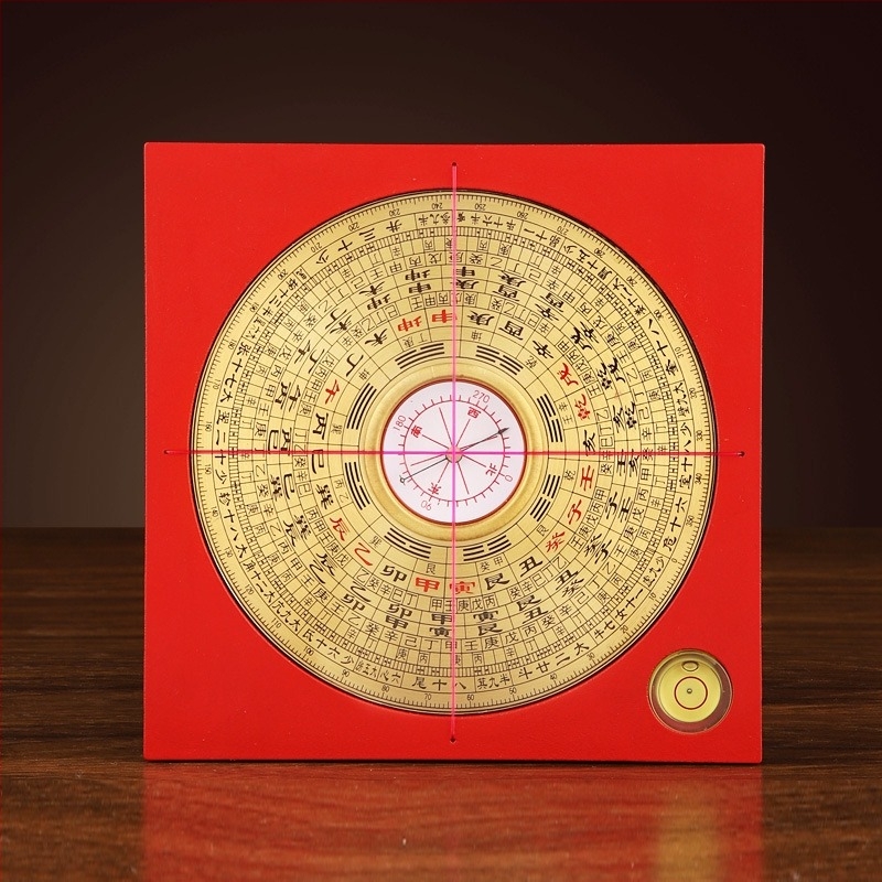 Disc de compas din cupru, stil chinezesc, sculptură cu Bagua, precizie înaltă
