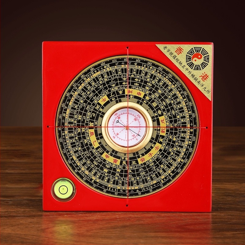 Disc de compas din cupru, stil chinezesc, sculptură cu Bagua, precizie înaltă