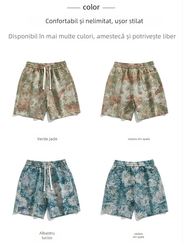 Șorturi de bărbați — croială lejeră, drept, material Ice Silk răcoros, uscare rapidă, vară, stil sport (compoziție: 80% poliester, 10% bumbac, 10% fibră chimică reciclată; lungime: șorturi; croială: lejeră; elasticitate: prezentă)