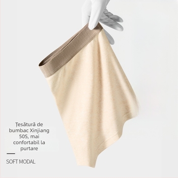 Boxeri bărbați cu talie medie din bumbac 95–100%, respirabili și antibacterieni, țesătură tricotată, căptușeală din viscoză