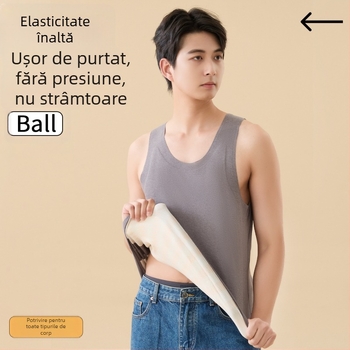 Vestă termică pentru bărbați cu autoîncălzire – strat de bază, țesătură poliester, guler rotund, stil pulover