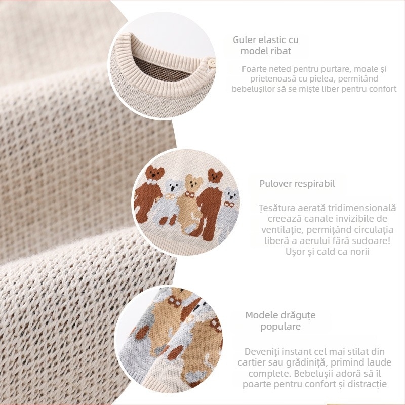 Vesta tricotată pentru copii fără mâneci, dublu strat, 100% bumbac, tricot, unisex (pentru vârsta 1–3 ani, toate anotimpurile)