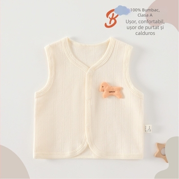 Vestă pentru bebeluți din bumbac, unisex, fără glugă, închidere cu nasturi pe un singur rând, pentru 0-12 luni
