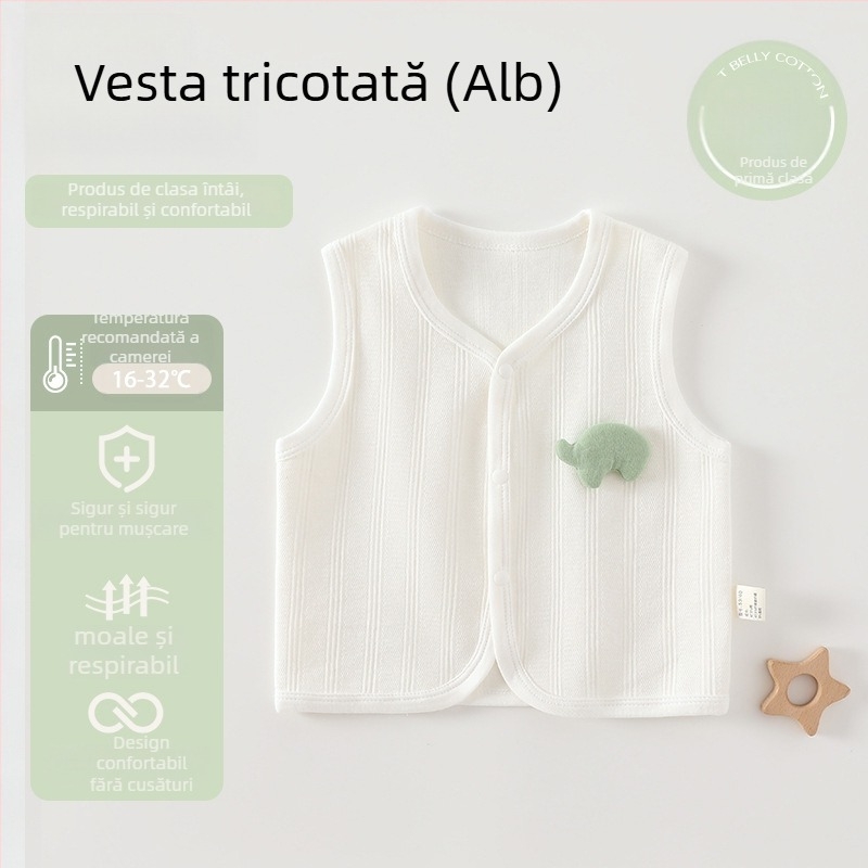 Vestă pentru bebeluți din bumbac, unisex, fără glugă, închidere cu nasturi pe un singur rând, pentru 0-12 luni