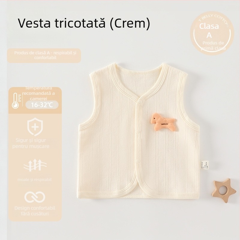 Vestă pentru bebeluți din bumbac, unisex, fără glugă, închidere cu nasturi pe un singur rând, pentru 0-12 luni