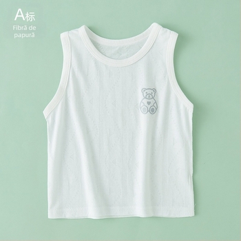 Vesta fără mâneci pentru copii, tricot ușor de vară, guler rotund, amestec Lyocell 59,6% cu bumbac, pentru vârsta 1–3 ani