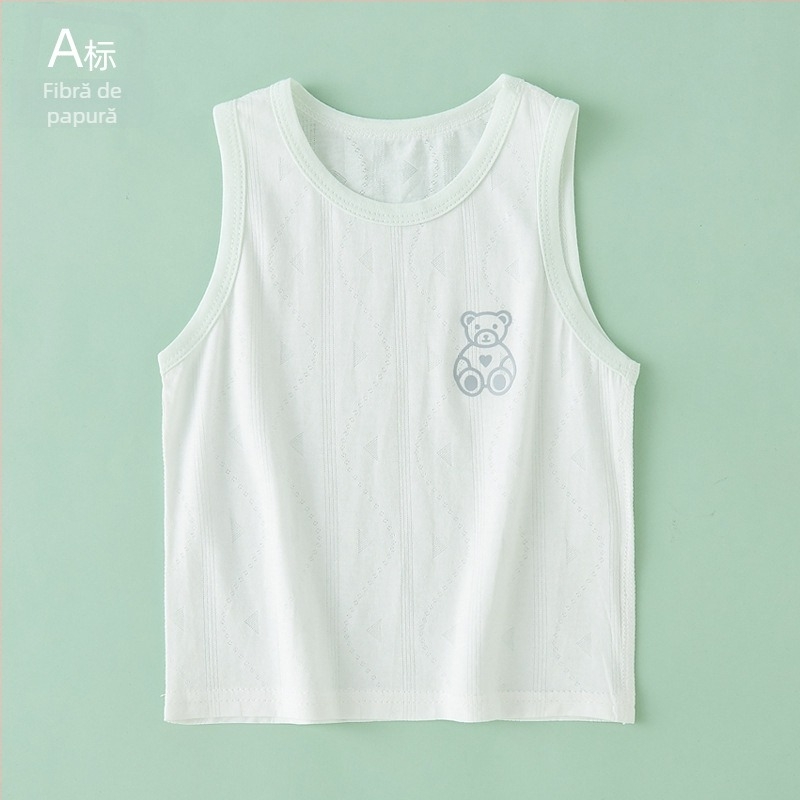 Vesta fără mâneci pentru copii, tricot ușor de vară, guler rotund, amestec Lyocell 59,6% cu bumbac, pentru vârsta 1–3 ani