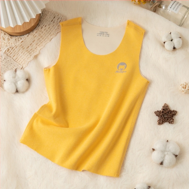 Vesta pentru copii, tricot cu fleece interior, fără cusături, guler rotund, 90% poliester