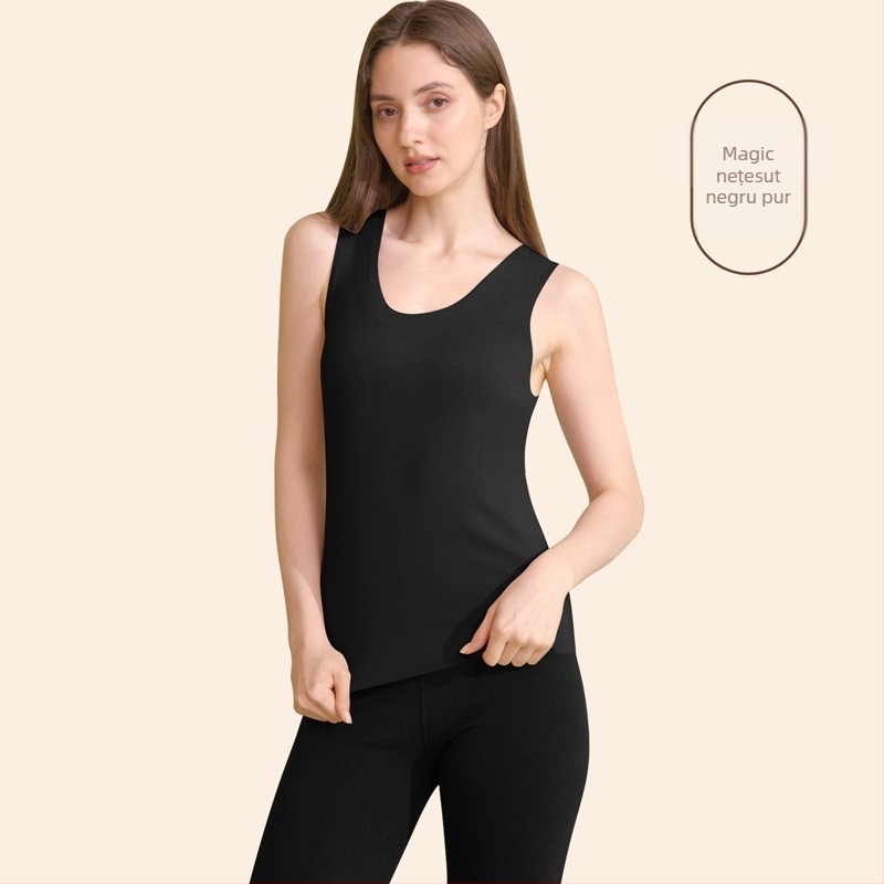 Vestă de bază caldă pentru bărbați, căptușită cu fleece, fără cusături, țesătură poliester cu trei straturi