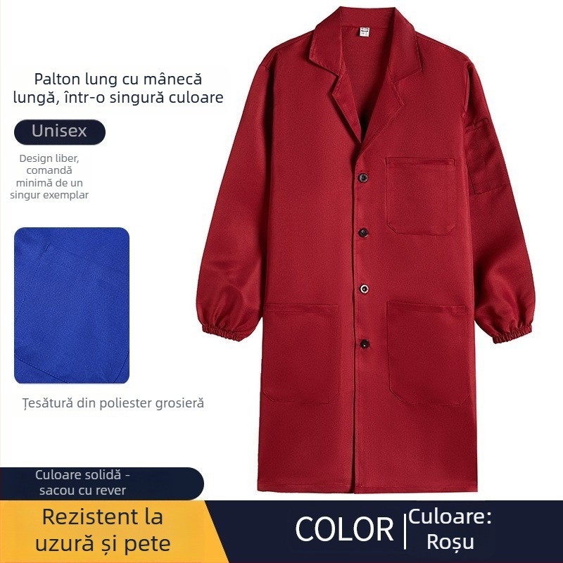 Haină de lucru pentru bărbați din corduroy, lungă, rezistentă la pete, poliester, căptușeală 100%, patru sezoane