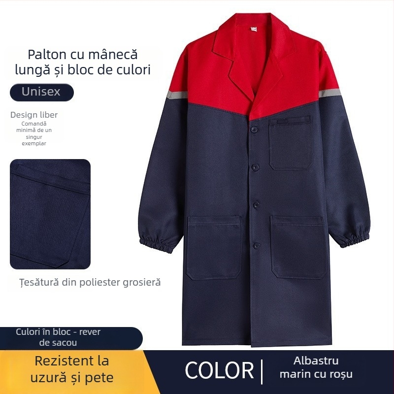 Haină de lucru pentru bărbați din corduroy, lungă, rezistentă la pete, poliester, căptușeală 100%, patru sezoane