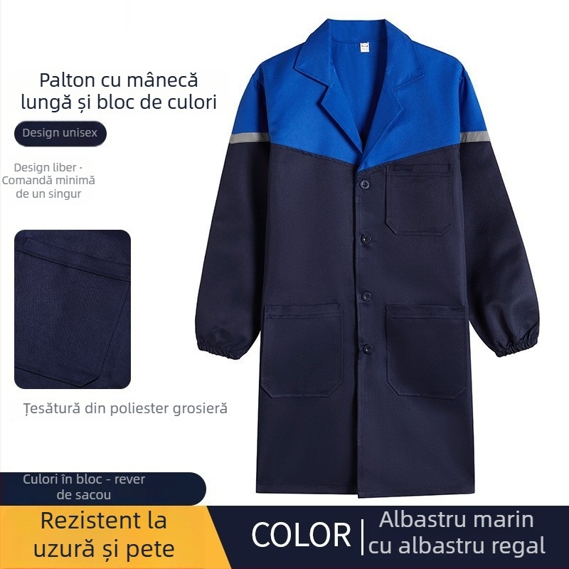 Haină de lucru pentru bărbați din corduroy, lungă, rezistentă la pete, poliester, căptușeală 100%, patru sezoane