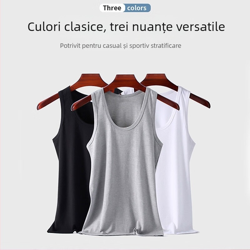 Top de bază din bumbac pentru bărbați, 90–95% bumbac, guler rotund, stil versatil