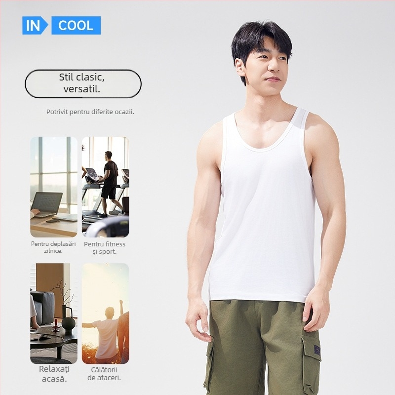 Vesta pentru bărbați din bumbac 100%, guler în V, țesătură subțire, model XI58811, sezon vară