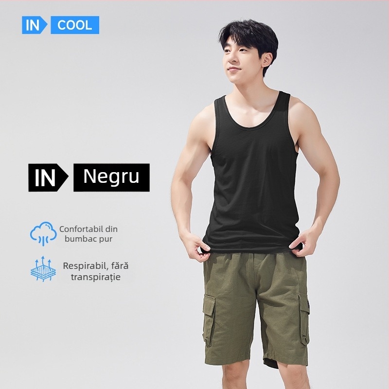 Vesta pentru bărbați din bumbac 100%, guler în V, țesătură subțire, model XI58811, sezon vară