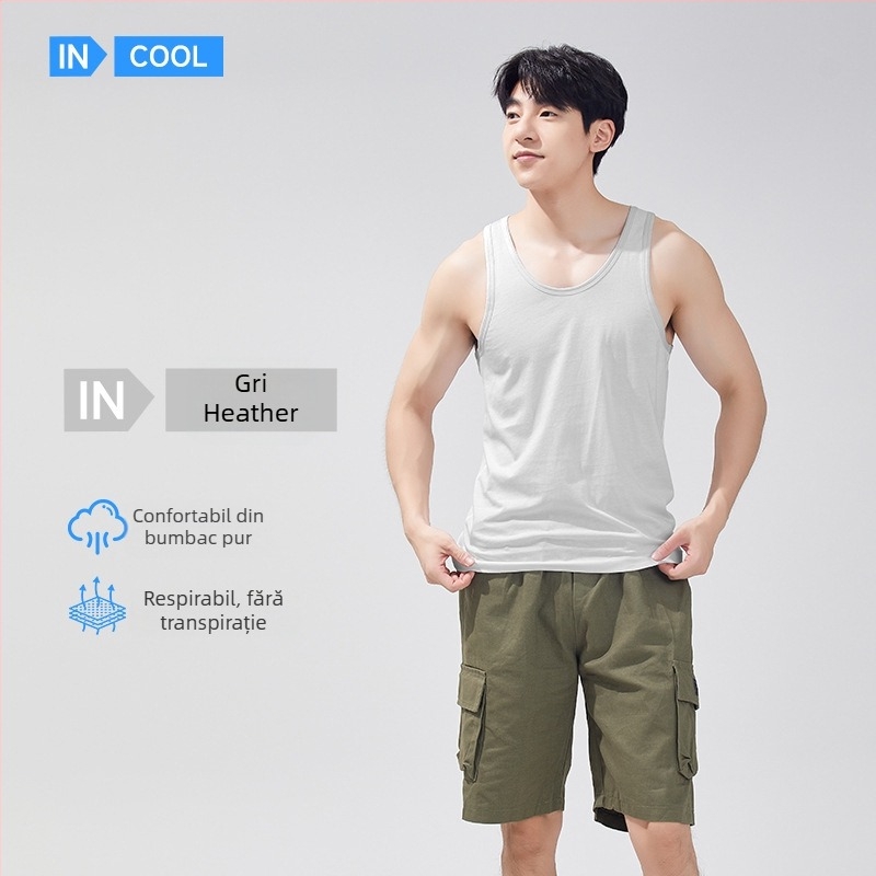 Vesta pentru bărbați din bumbac 100%, guler în V, țesătură subțire, model XI58811, sezon vară