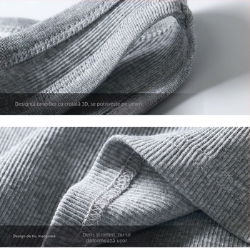 Vesta I-form fitness pentru bărbați, bumbac absorbant, tricot gros 2x2, guler rotund