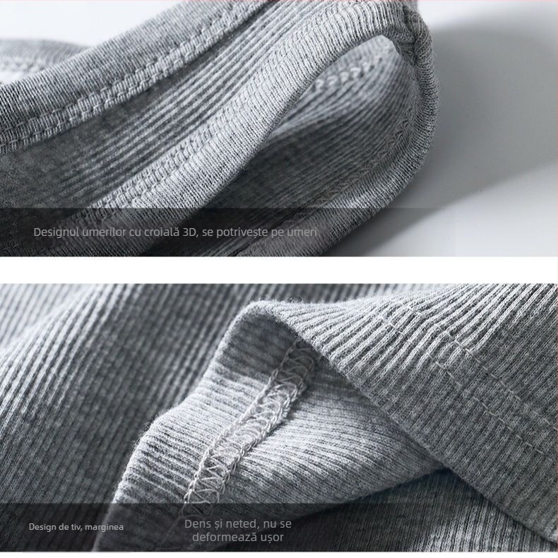 Vesta I-form fitness pentru bărbați, bumbac absorbant, tricot gros 2x2, guler rotund