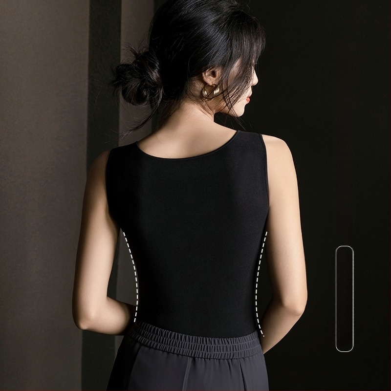 Vestă termică din poliester, căptușită cu catifea, caldă, țesătură groasă, guler rotund