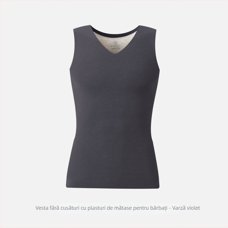Veste termică pentru bărbați cu gât în V, căptușită cu fleece, țesătură tricotată, lungime medie, poliester-spandex (90–95% poliester)