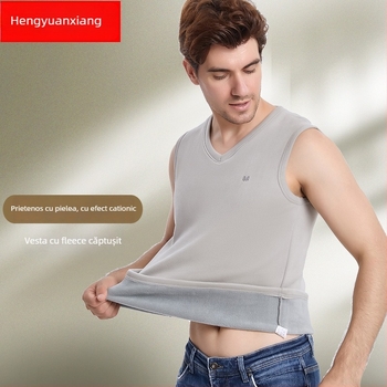 Vesta bărbătească caldă din poliester cu căptușeală de catifea, iarnă, stil leisure