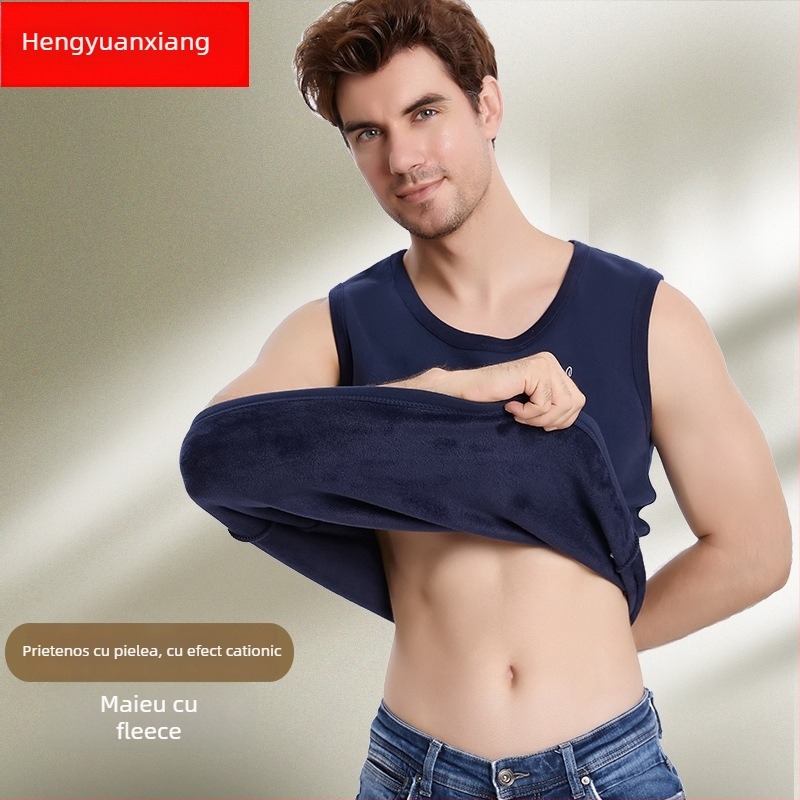 Vesta bărbătească caldă din poliester cu căptușeală de catifea, iarnă, stil leisure