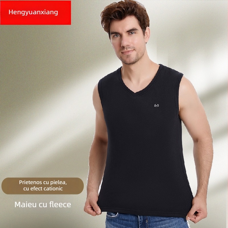 Vesta bărbătească caldă din poliester cu căptușeală de catifea, iarnă, stil leisure